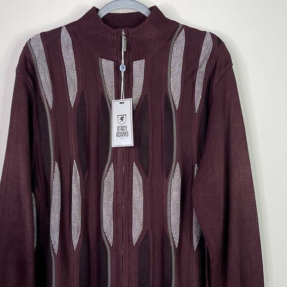 New Stacy Adams Zip Up Mock Neck Cardigan Sweater Men's Size Medium - Picture 8 of 10
